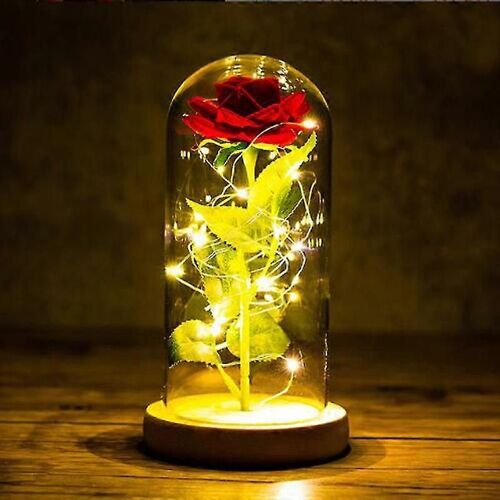 Ctmw La Belle et la Bête Rose, Rose Éternelle En Verre Rose En Dôme de Verre Artificiel F