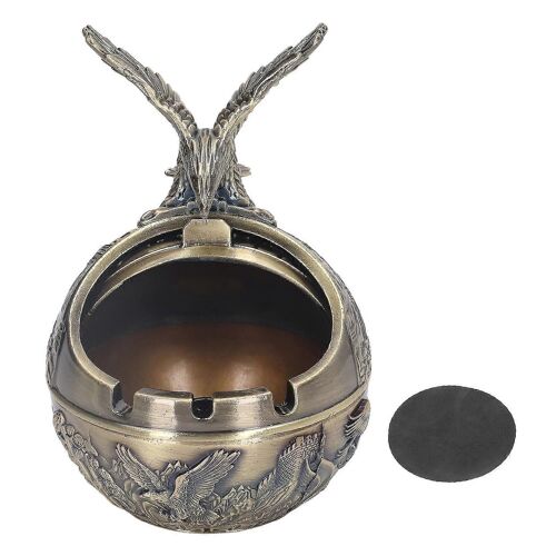 Cendrier Eagle avec couvercle Patins de résistance au dérapage Cylindrique 3 fentes de fixation Cendrier coupe-vent Cendrier Retro Ashtray pour restaurant de bureau
