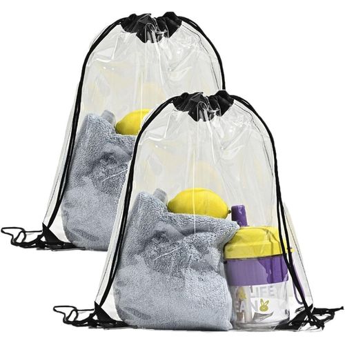 acdsgd-Sac à Cordon Transparent Etanche,2 PCS Sac à Dos Transparent Sport Sac à Dos Transparent Sacs de Sport à Cordon Sac Transparent Sac étanche Transparent pour des Sports Yoga Gym Voyages