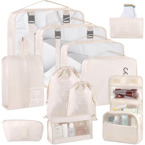 BHHBB-AMZJMT Organisateur de valise 11 pièces,Organiseurs de Bagage Boîte d'emballage, Sac d'emballage avec étui à cosmétiques, Sac à chaussures étanche, sac rangement valise de voyage