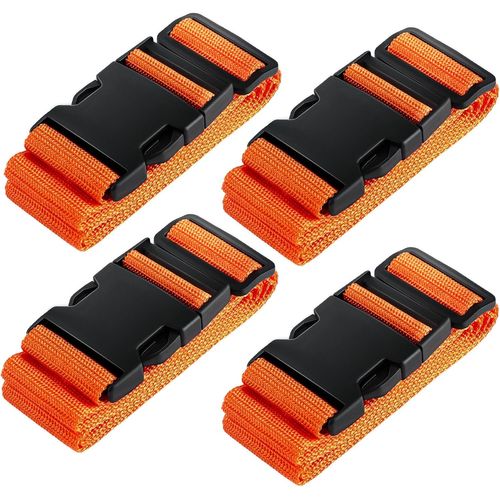 nzqaf-Lot de 4 Sangles de Valise avec 2 étiquettes nominatives particulièrement Visibles, Sangles à Bagage Voyage Antidérapante et Réglable pour Valises et Sacs Fixes