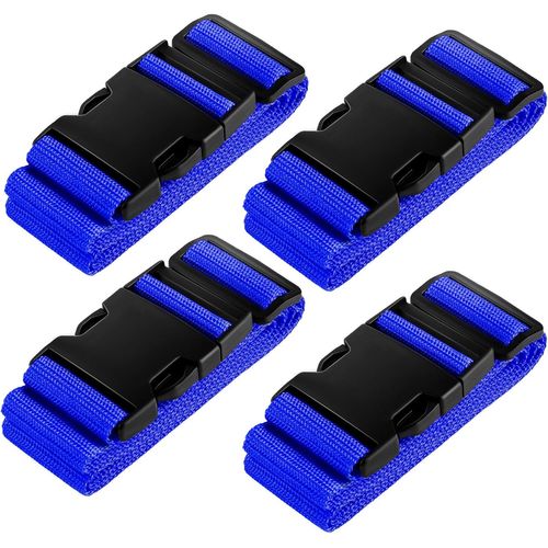 nzqaf-Lot de 4 Sangles de Valise avec 2 étiquettes nominatives particulièrement Visibles, Sangles à Bagage Voyage Antidérapante et Réglable pour Valises et Sacs Fixes