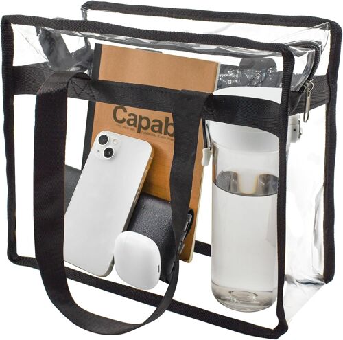 Acdsgd-Sac Fourre-Tout Transparent Approuvé Par Les Stades Avec Fermeture Éclair Pour Voyage, Gym, École, Aéroport