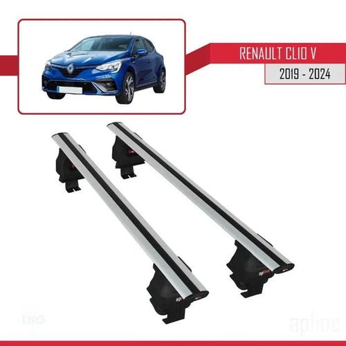 Compatible Avec Renault Clio 5 2019-2025 Ace-4 Barres De Toit Railing Porte-Bagages De Voiture Gris Alu 2 Barres