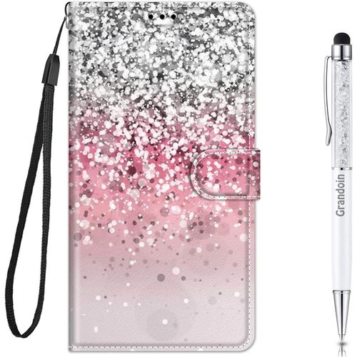 Coque Pour Huawei Honor 7a / Y6 2018, Mode Cratif Effet Tui De Protection Housse En Pu Cuir Avec Portefeuille Fermeture Magntique Fentes Pour Cartes Und Flip Bquille (Paillettes Bling)