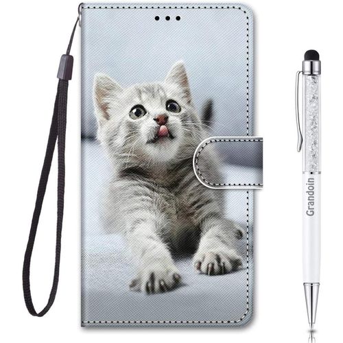 Coque Pour Iphone 6s / Iphone 6, Mode Cratif Effet Bookstyle Dsign Tui De Protection Housse En Pu Cuir Avec Tpu Silicone Souple Phone Case Pour Iphone 6s / 6 (4,7 Pouces) (Chat Gris)