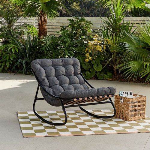 Chaise À Bascule D'extérieur En Acier Et Polyester, Gris