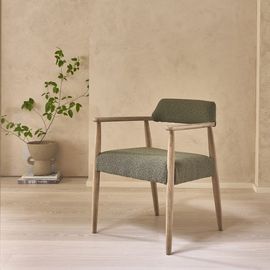 Chaise En Chêne Et Tissu Bouclette Kaki
