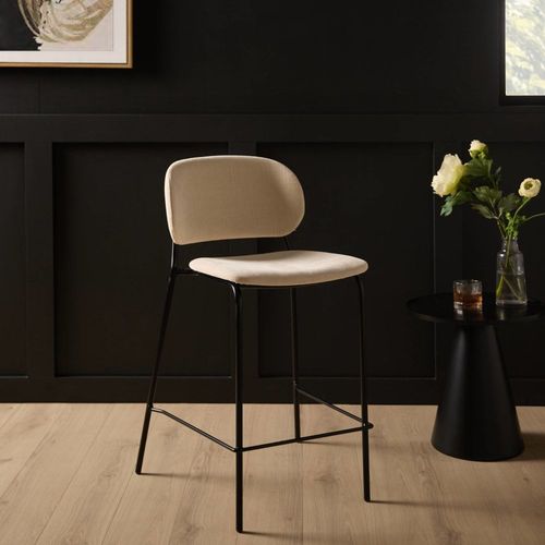 Chaise D'îlot 65 Cm Tissu Écru Et Pieds Métal