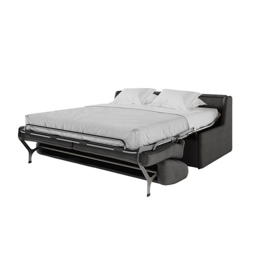 Canapé Convertible Couchage 160x190cm Velours Gris Foncé Matelas 13cm