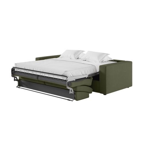 Canapé Convertible Couchage 140x190cm Matelas 17cm Tissu Vert Kaki