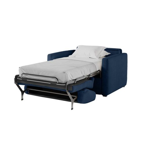 Fauteuil Convertible Couchage 70x190cm Velours Bleu Foncé Matelas 13cm