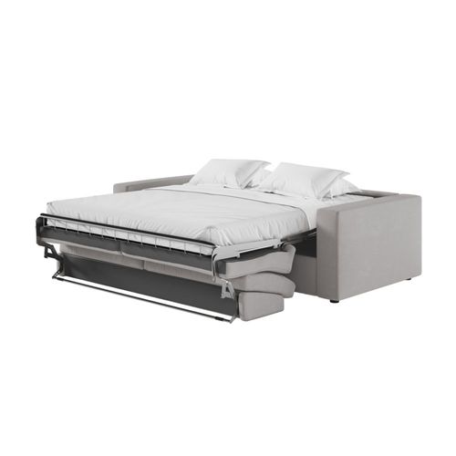 Canapé Convertible Couchage 160x190cm Matelas 17cm Tissu Gris Clair