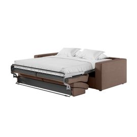 Canapé Convertible Couchage 140x190cm Matelas 17cm Tissu Marron