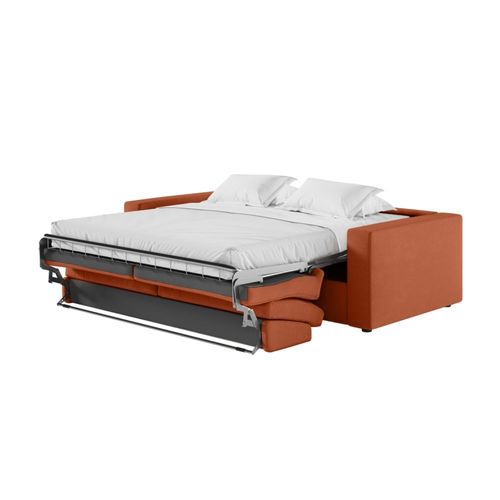 Canapé Convertible Couchage 140x190cm Matelas 17cm Tissu Terracotta