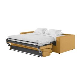 Canapé Convertible Couchage 140x190cm Matelas 17cm Tissu Jaune