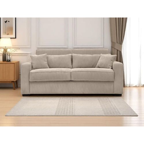 Canapé Convertible Express 3 Places En Velours Côtelé Taupe