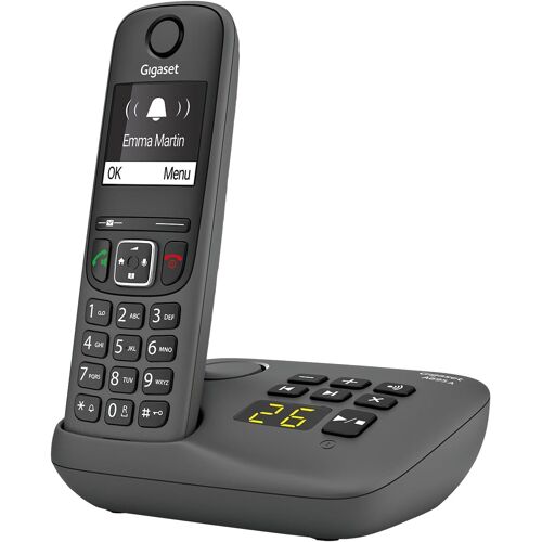 MEVRONISSHOP-A695A - téléphone DECT sans fil avec répondeur - grand écran à haut contraste - excellente qualité audio - profils sonores réglables - fonction mains libres - protection d'appel, Gris