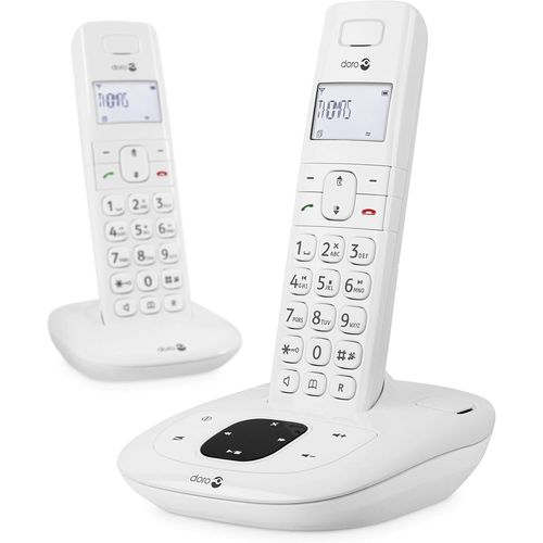Moto-Comfort 1015 Duo Téléphone Sans Fil Dect Pour Seniors Avec Répondeur, Fonction D'appel Interne/Intercom Et Mains-Libres (Blanc)