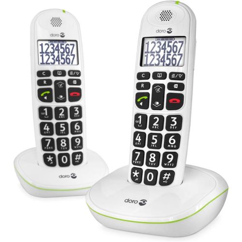 Moto-Phoneeasy 110 Téléphone Sans Fil Dect Pour Seniors Avec Touches Grandes Parlantes, Fonction Intercom/Appel Interne Et Audio Amplifié (Blanc X 2) [Version Française]