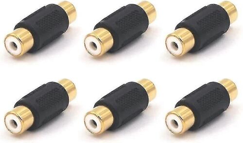 6-pack plaqué or Rca femelle à rca coupleur femelle, compatible avec phono, haut-parleur, câble rca, amplificateur