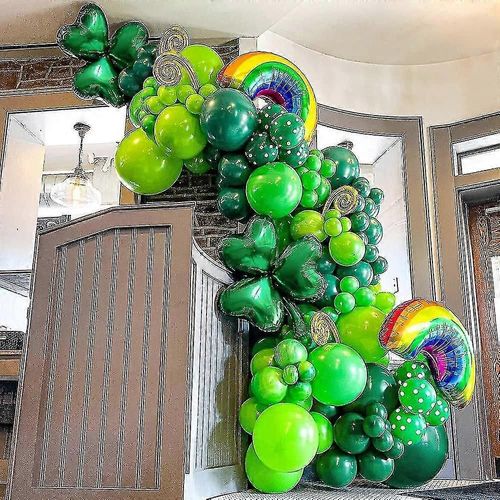 128pcs ballon vert arche guirlande kit avec porte-bonheur trèfle arc-en-ciel ballons en feuille pour la Saint-Patrick décorations de fête festival irlandais fête de