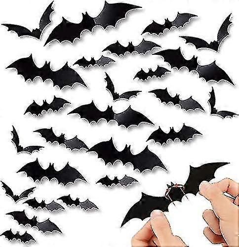 60pcs Halloween 3d Bats Décoration, Diy Scary Wall Bats Wall Decal Wall Stickers 4 tailles différentes Réaliste Pvc Scary Bat Sticker Pour Halloween Party