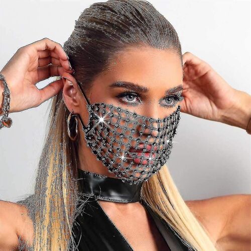 Strass Étincelant Masques Faciaux Masque En Maille De Cristal Masque De Mascarade Masque Halloween Party Rave Festival