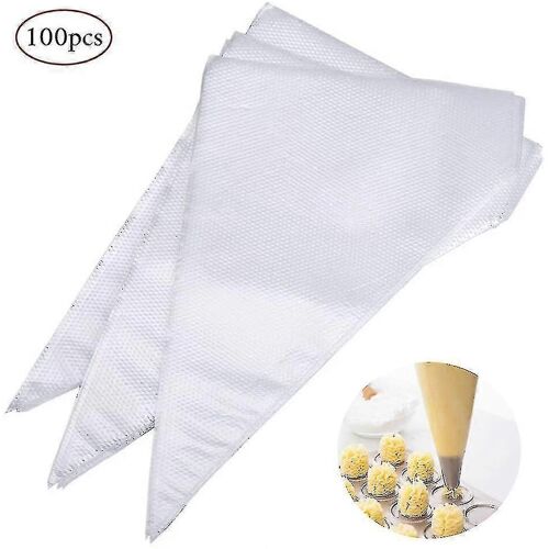 Paquet De 100 Grands Sacs À Douille Jetables Avec 1 Buse De Tuyauterie En Acier Inoxydable, Ensemble De Poches À Douille Jetables Professionnelles, Extra Épais, Solide Pour Pi