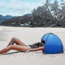 Mini Tente Entièrement Automatique 2 Secondes Ouverture Rapide Tente Plage Parasol Tête Pare-Soleil