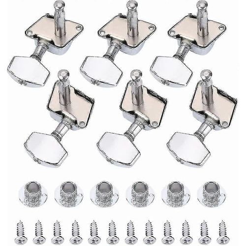 Mécaniques En Métal Chevilles D'accord De Guitare Chrome Metal Tuning Machine Head Keys Set Pour Partie De Guitare (1set,Couleur Aléatoire)