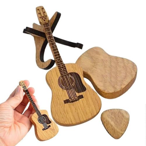 Boîte De Médiator De Guitare Acoustique En Bois Avec Support Bord Lisse Médiators De Guitare Portables Fabriqués À La Main S