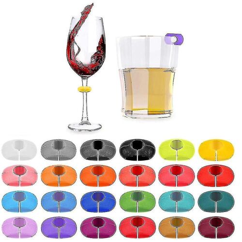 24 Pcs Verre À Vin Breloques Tags,Verre À Vin En Silicone Marqueurs De Boisson Pour Bar Party Martinis Cocktail Champagne Pied Verres