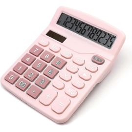 Calculatrice rose,calculatrice de bureau 12 chiffres avec grand écran LCD Discount (kui)