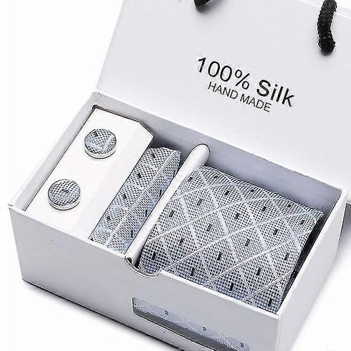 Cravates Homme Ensemble 5 Pièces Cadeau De Mariage Cravate Costume Cravate + Carré + Boutons De Manchette 2 + Coffret Cadeau