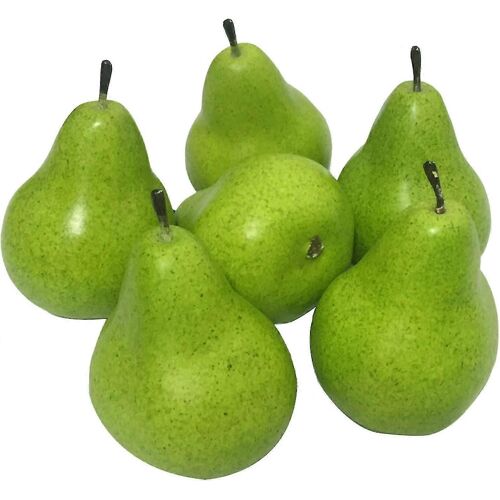 6pcs Fausses poires artificielles Fruits verts poire verte pour la maison Fruit Shop Supermarché Bureau Restaurant Décorations Accessoires (vert)