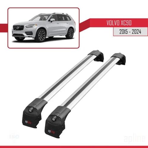 Compatible Avec Volvo Xc90 Ii 2015-2026 Ace-2 Barres De Toit Railing Porte-Bagages De Voiture Gris Aluminium 2 Barres