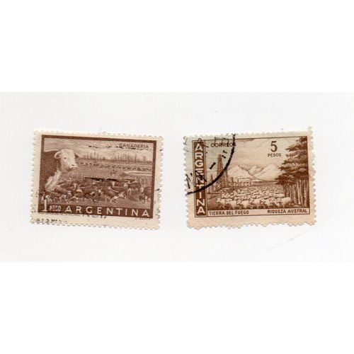 Argentine- Lot De 2 Timbres Oblitérés- Troupeaux De Vaches