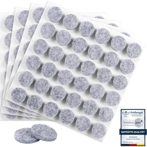 144 Pièces Patins En Feutre 15mm Patins Pour Meubles Patin Chaise Épaisseur 5 Mm Pour Les Pieds De Meubles,Les Pieds De Chaises,Les Sols En Bois Dur (Gris,15mm)