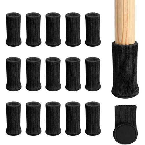 Lot de 16 chaussettes pour pieds de chaise avec coussinets en feutre-Double couche antidérapante-Pour la maison,l'école,le bureau,la bibliothèque (noir)