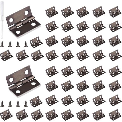 Charnières Miniatures 60 Piéce Mini Charnières Rétro Petites Charnières Charnière pour boîte à bijoux avec Tournevis et 240 Vis, 15mm*18mm, Rétro