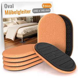 8 Pièces Grands Patins Pour Meubles Ovales Robustes,Patin Glisseur Pour Meuble Lourd,Patin Pied De Lit,Tampon Meuble Lourd,Protections De Plancher En Bois Dur S- 240 X 146 Mm