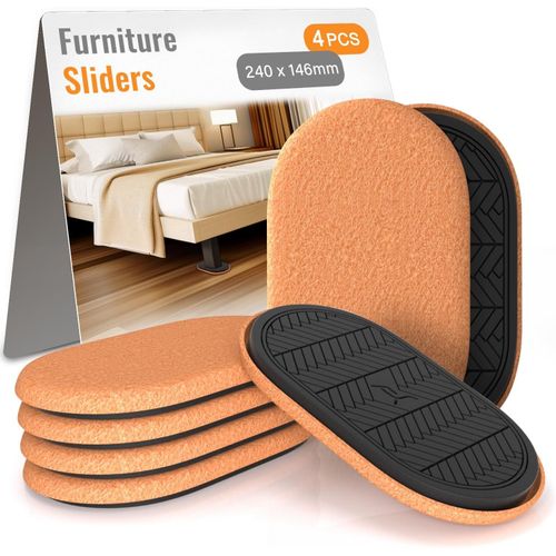 4 Pièces Grands Patins Pour Meubles Ovales Robustes,Patin Glisseur Pour Meuble Lourd,Patin Pied De Lit,Tampon Meuble Lourd,Protections De Plancher En Bois Dur S¿¿¿240 X 146 Mm