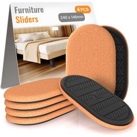 4 Pièces Grands Patins Pour Meubles Ovales Robustes,Patin Glisseur Pour Meuble Lourd,Patin Pied De Lit,Tampon Meuble Lourd,Protections De Plancher En Bois Dur S¿¿¿240 X 146 Mm