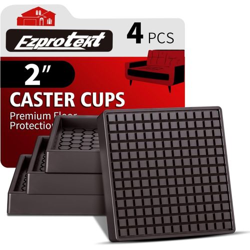 Sous Verres De Meubles 4 Roulettes, Patins De Meubles Antidérapants 51*51mm Pour Sols En Bois Dur, Rondes En Caoutchouc Antidérapantes Pour Meubles, Protections De Sol Antidérapantes, Brun