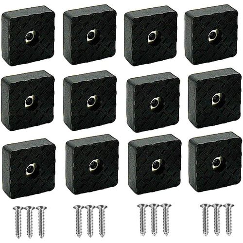 Patin de Chaise carrés 30mm,deplace Meuble Tapis Anti Bruit Patin antiderapant, pour Protection du Sol pour chaises et Meubles,12Pièces,Noir