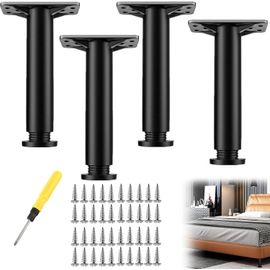 4 Pièces Universel Pieds De Lit Réglable,20cm-35cm Pied De Meuble Salle De Bain Pied,Pieds De Meuble,Pieds De Meubles Réglables,Pour Table Chaise Armoires Canapé Jambe,Noir