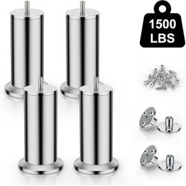 Julong 4 Pcs Meubles Pieds En Métal En Acier Inoxydable Pied De Lit Pied Support De Table Table De Rechange Pied M10 Support À Vis Environ 600kg 5.8cm