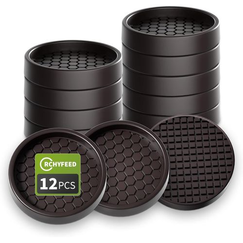 Antiderapant Patin,12 Pcs Protection Pied De Chaise,5 Cm Tampon Caoutchouc,Patins De Meubles,Patin Caoutchouc Pour La Fixation En Place Des Mobiliers,Les Sols En Bois Et Meubles,Ronde