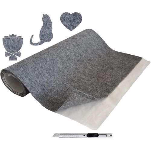 Feutrine Autocollante,40x200 Cm Patin Feutre Adhesive,Epaisse 2mm Antiderapant Tissu Autocollant Reparation,Patins Pour Meubles,Pour Diy Sous Verre,Tapis De Tiroir,Pied De Chaise,Gris